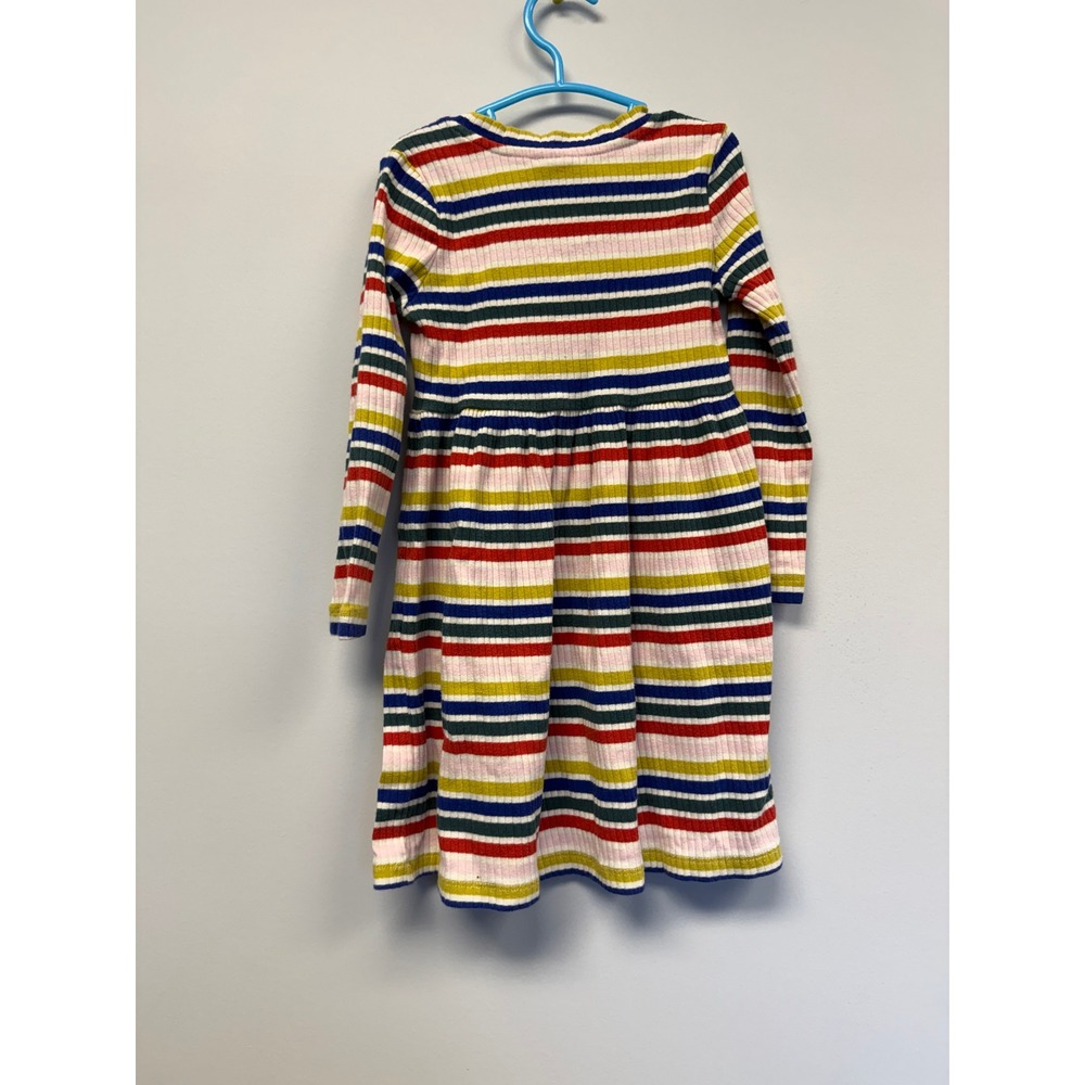Hanna Andersson Kids Girls Multi Color Striped Rib Knit Long Sleeve Dress Size 4 - Picture 5 of 5